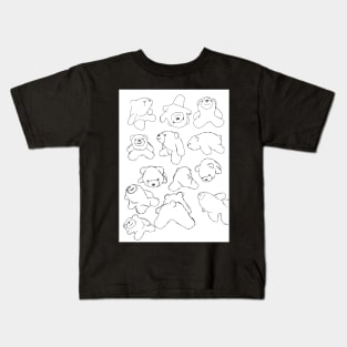 Floating Smiley Bear Sketch Collage Notebook Kids T-Shirt